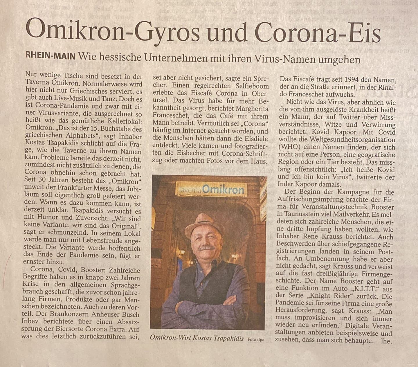 Omikron-Gyros und Corona-Eis